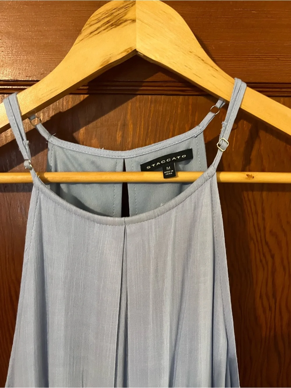 Staccato Blue Halter Midi Dress Size Medium Smocked Waist Flowy Dress